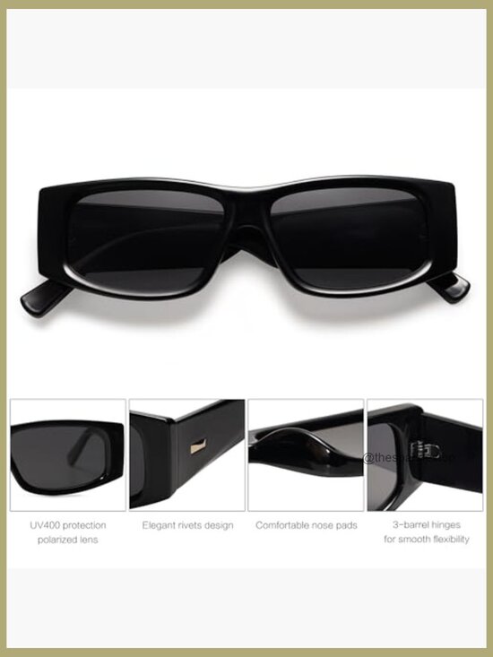 Trendy Y2K Rectangle Polarized Sunglasses with UV400 TAC Lenses main image 3